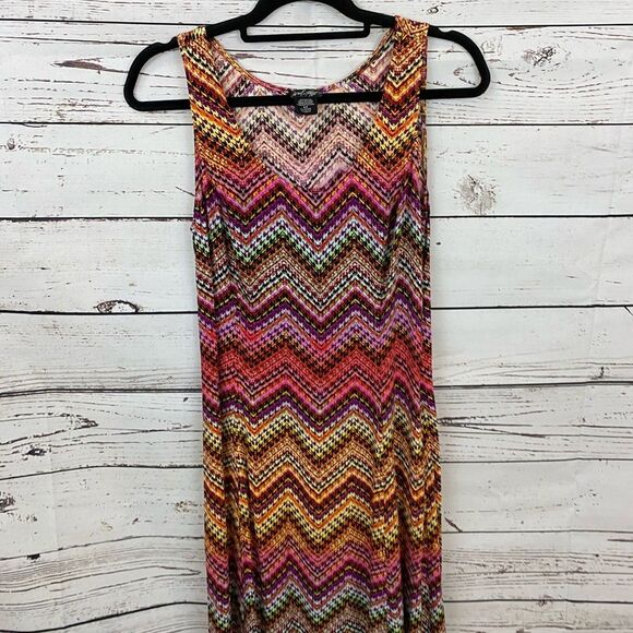Vintage Lord & Taylor Maxi Dress Chevron Multi Size Small - Picture 2 of 12